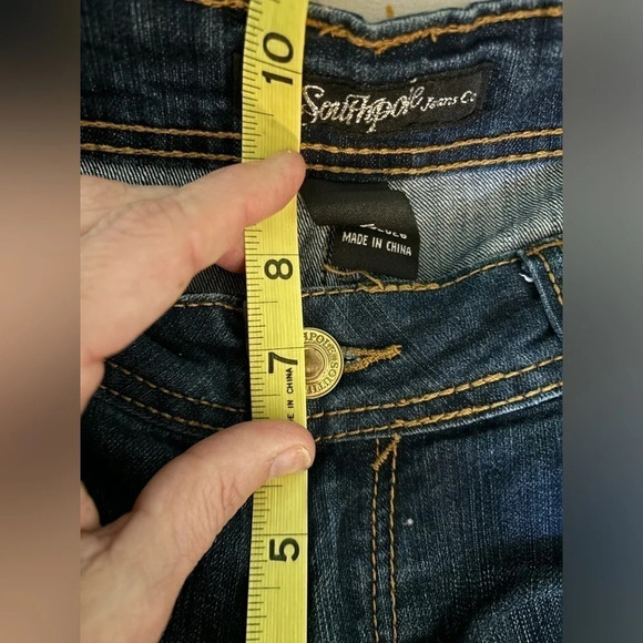 South Pole Jeans Womens Leg Rhinestone Embellished Pocket 8” Rise 30” Inseam Y2K - Picture 5 of 10